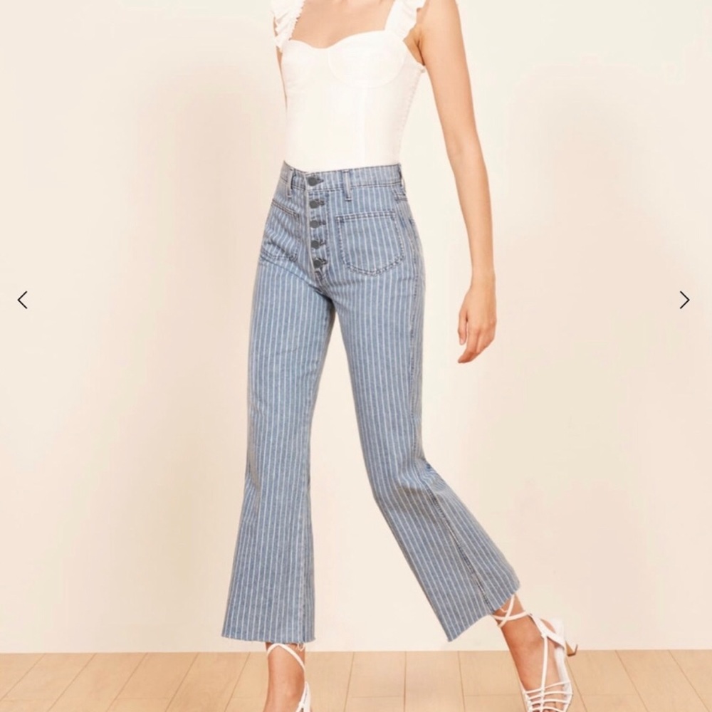 reformation mcgraw striped wide leg crops
